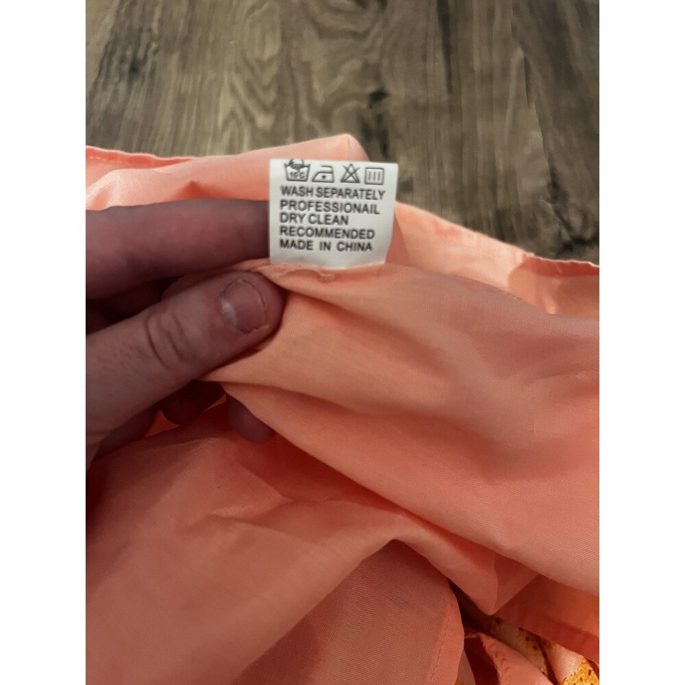 Aofur Knitting  Mini Cotton  Pockets Dress Pink and Orange embroidery- XS - Picture 10 of 12